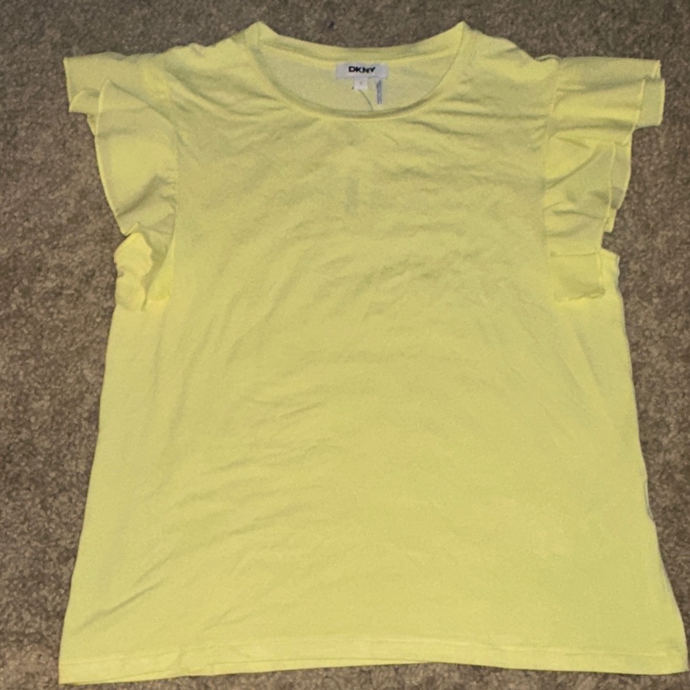 DKNY Ruffle Sleeve Yellow Shirt (S)